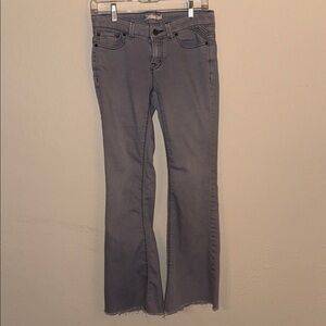 Free People Gray Flare Jeans with Raw Hem